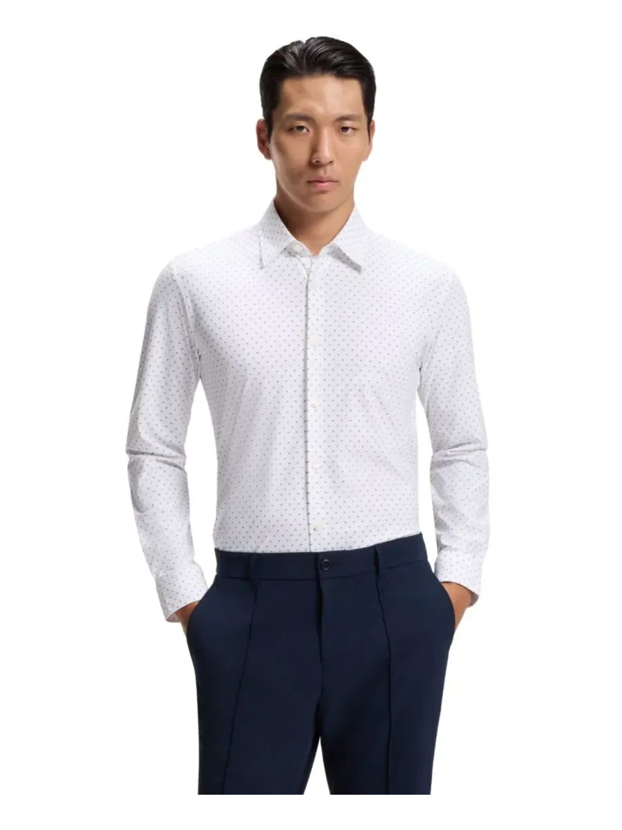 Рубашка из стрейч-джерси с принтом Slim Fit Hugo Boss