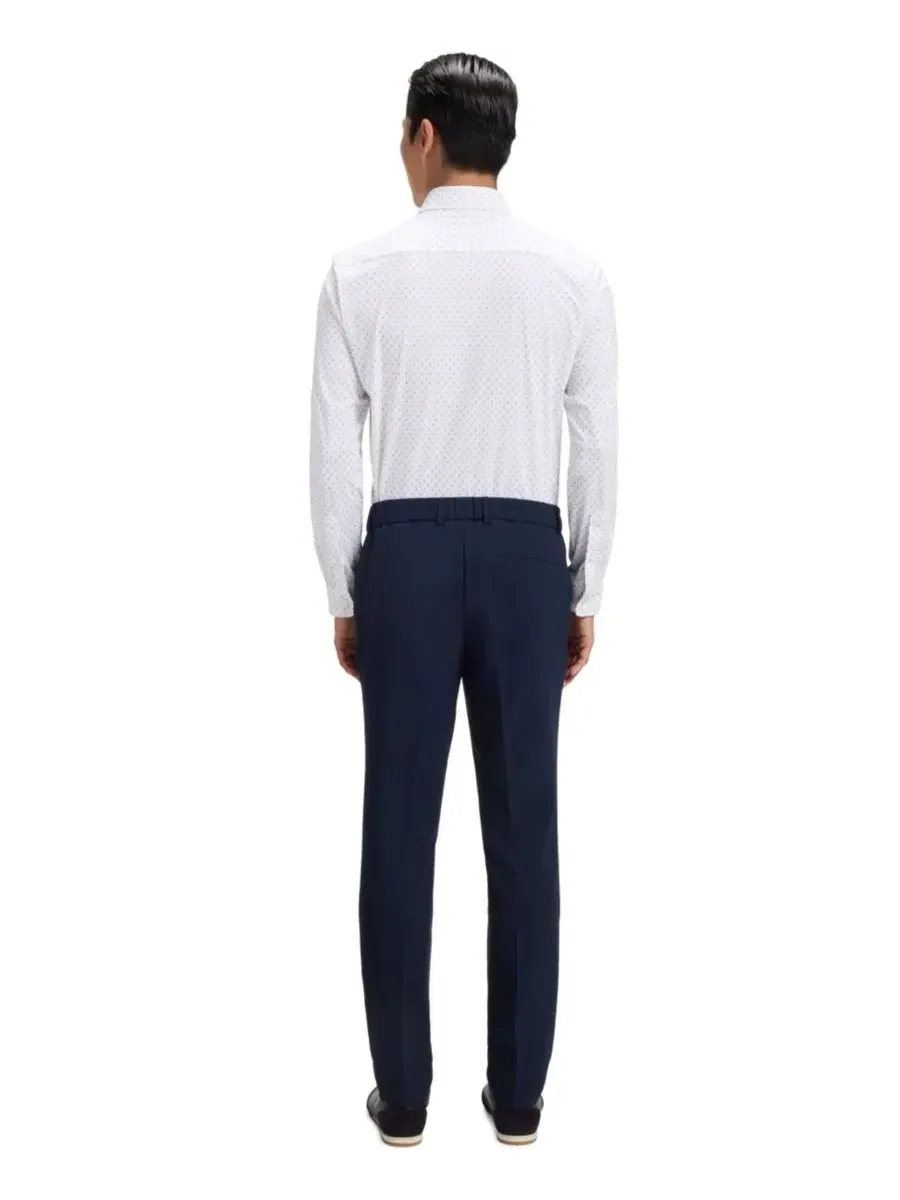 Рубашка из стрейч-джерси с принтом Slim Fit Hugo Boss — изображение 2 из 6, синий
