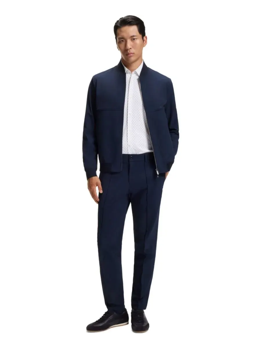 Рубашка из стрейч-джерси с принтом Slim Fit Hugo Boss — изображение 4 из 6, синий