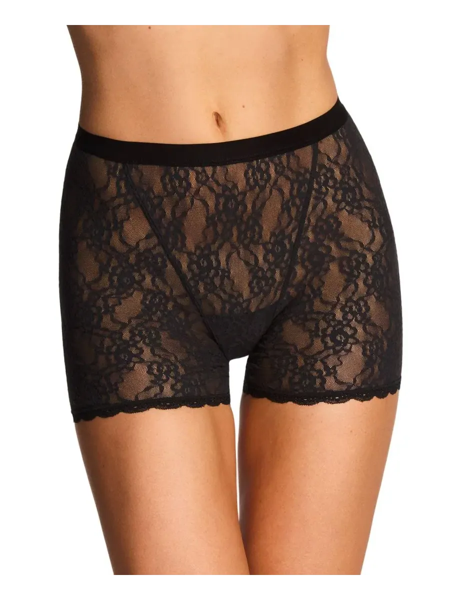 Трусы-шортики женские с кружевным принтом, модель Floral Lace Full Coverage Shorty b.tempt'd — изображение 1 из 4, ночь