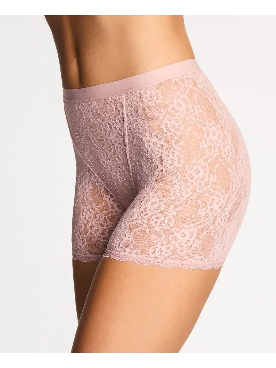 Трусы-шортики с кружевным цветочным принтом, модель Floral Lace Full Coverage Shorty, бренд — изображение 2 из 5, розовый