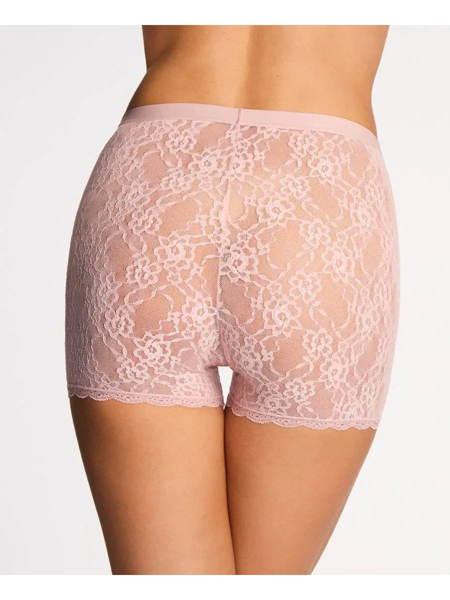 Трусы-шортики с кружевным цветочным принтом, модель Floral Lace Full Coverage Shorty, бренд — изображение 3 из 5, розовый