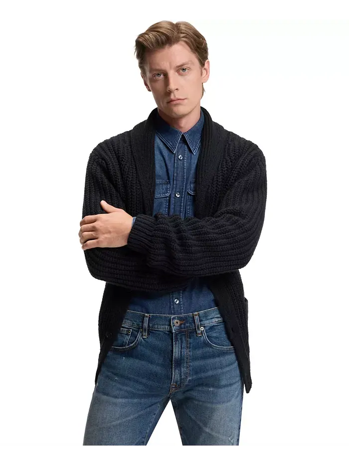 Мужской кардиган BECKHAM x BOSS из шерсти и кашемира Relaxed-Fit Hugo Boss
