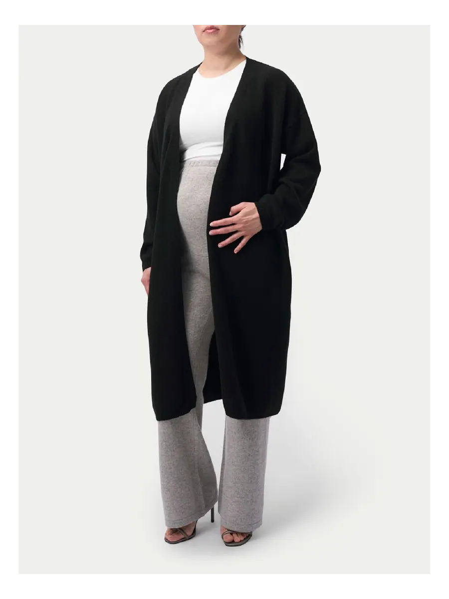 Вязаные кашемировые брюки с широкими штанинами для беременных Gobi Cashmere — изображение 3 из 6, серый-серый