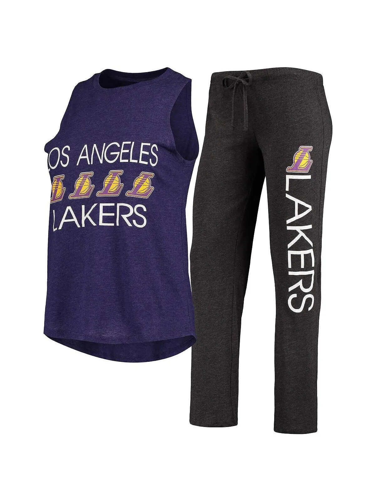Женская черная и фиолетовая майка и брюки для сна Los Angeles Lakers Concepts Sport — изображение 2 из 5, черный фиолетовый