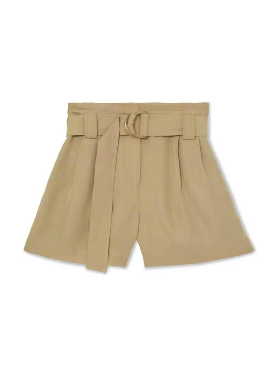 Шорты свободного кроя с поясом Lana Fluid Belted REISS — изображение 4 из 5, серый