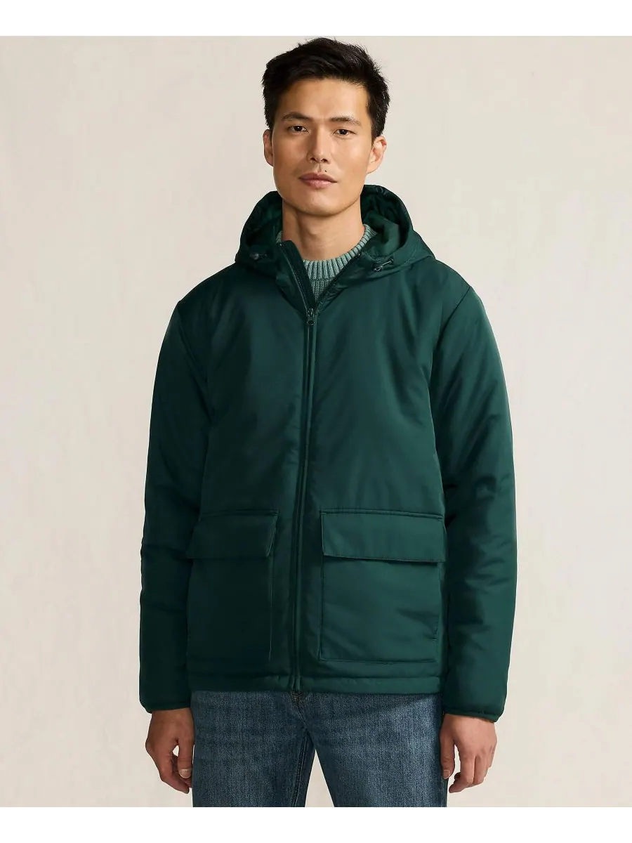 Куртка с капюшоном FeatherFree с утеплителем больших размеров Lands' End, Deep pine