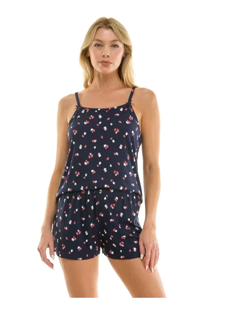Женский комплект из майки с квадратным вырезом и шорт, 2 предмета Jaclyn Intimates, клубничный — красный
