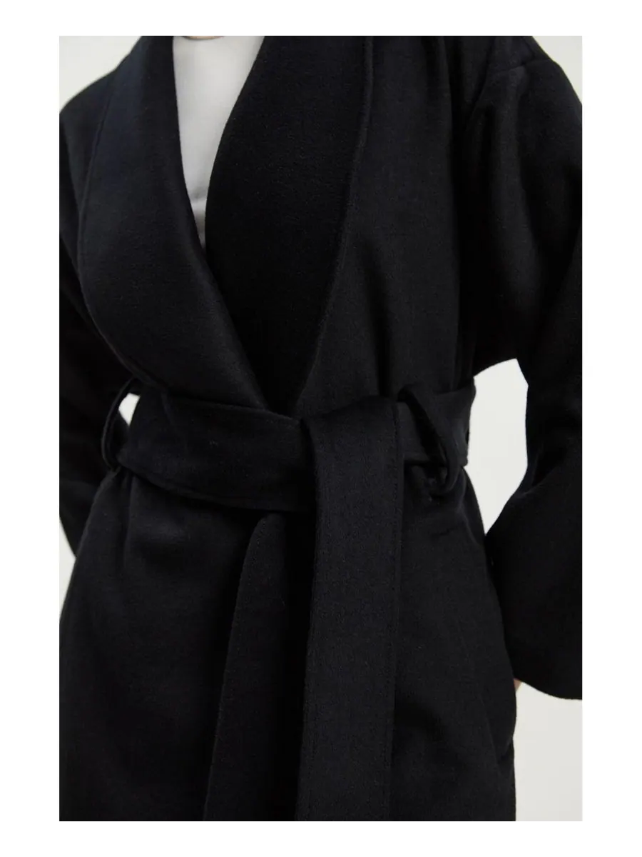 Укороченное пальто-макси с запахом Karen Millen — изображение 2 из 4, черный