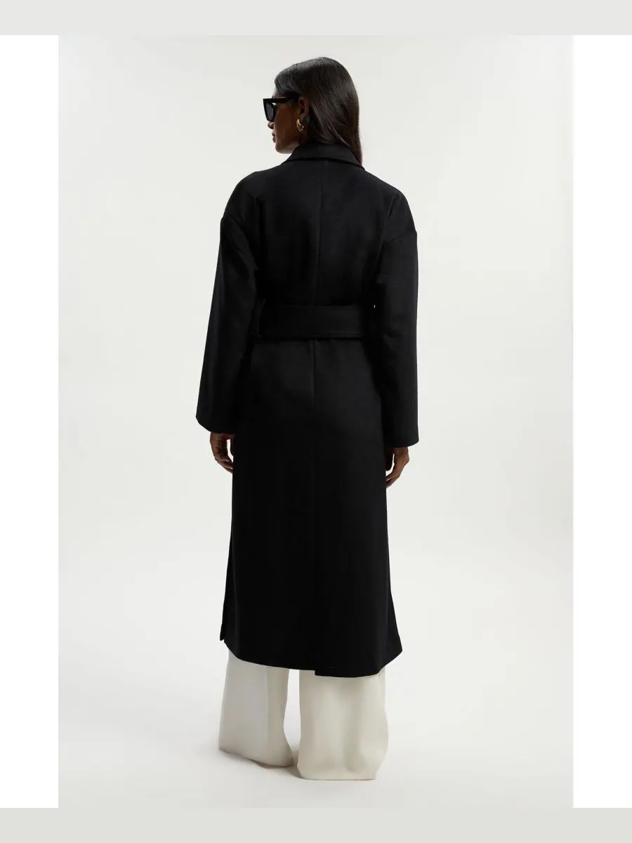 Укороченное пальто-макси с запахом Karen Millen — изображение 3 из 4, черный