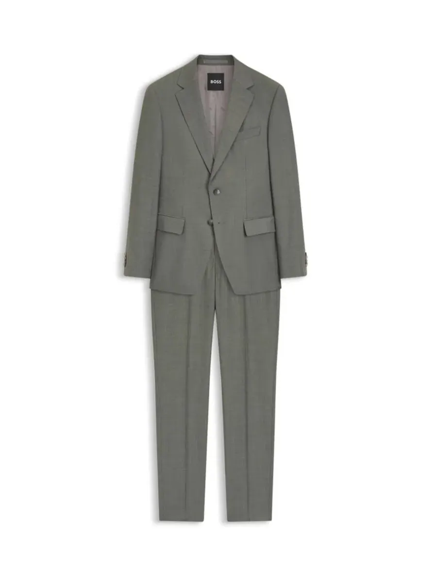 Костюм-двойка с принтом из шерсти с эластаном, Slim Fit, BOSS by Hugo Boss — изображение 6 из 8, зеленый