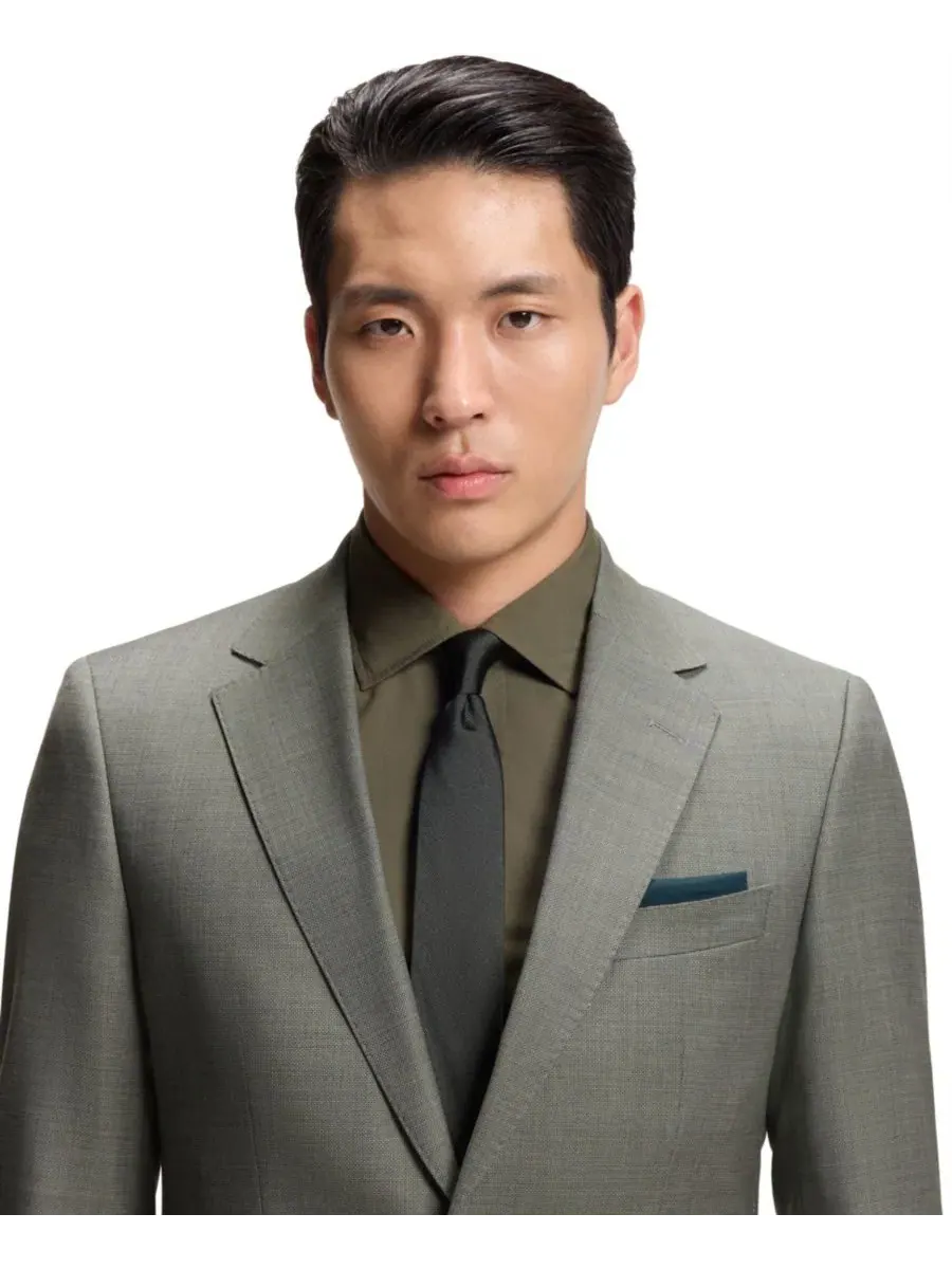Костюм-двойка с принтом из шерсти с эластаном, Slim Fit, BOSS by Hugo Boss — изображение 8 из 8, зеленый