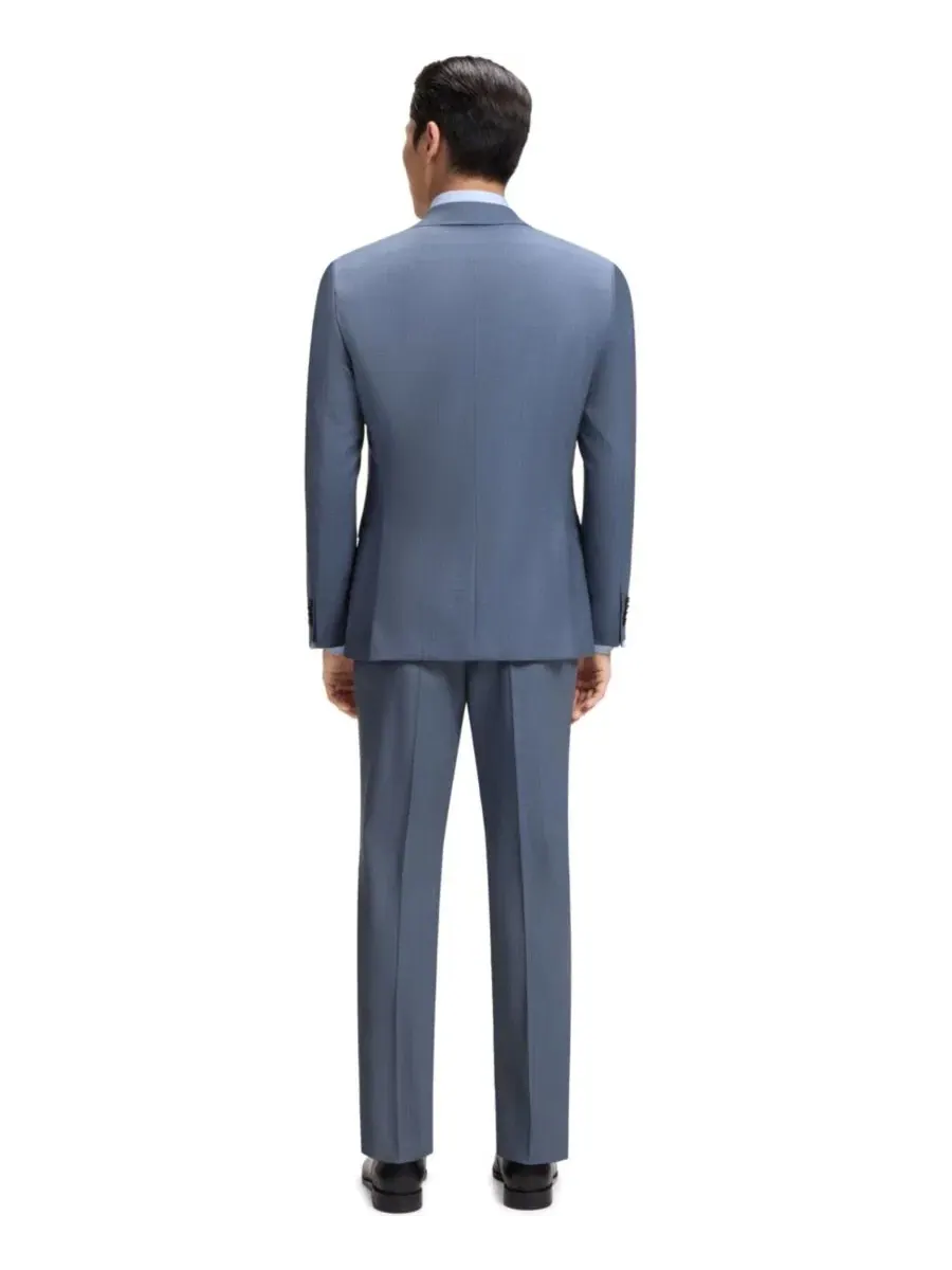 Костюм-двойка из шерсти с микроузором, стрейч, Slim Fit, BOSS by Hugo Boss — изображение 2 из 8, синий