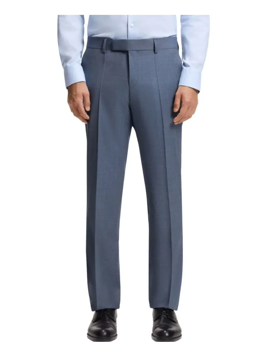 Костюм-двойка из шерсти с микроузором, стрейч, Slim Fit, BOSS by Hugo Boss — изображение 3 из 8, синий