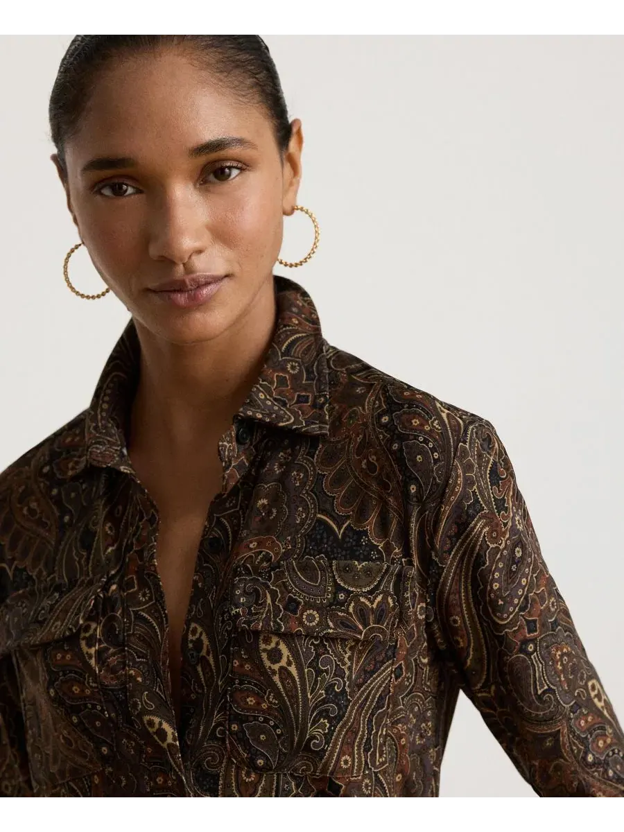 Женская рубашка с принтом пейсли Lauren Ralph Lauren — изображение 3 из 6, черный мульти