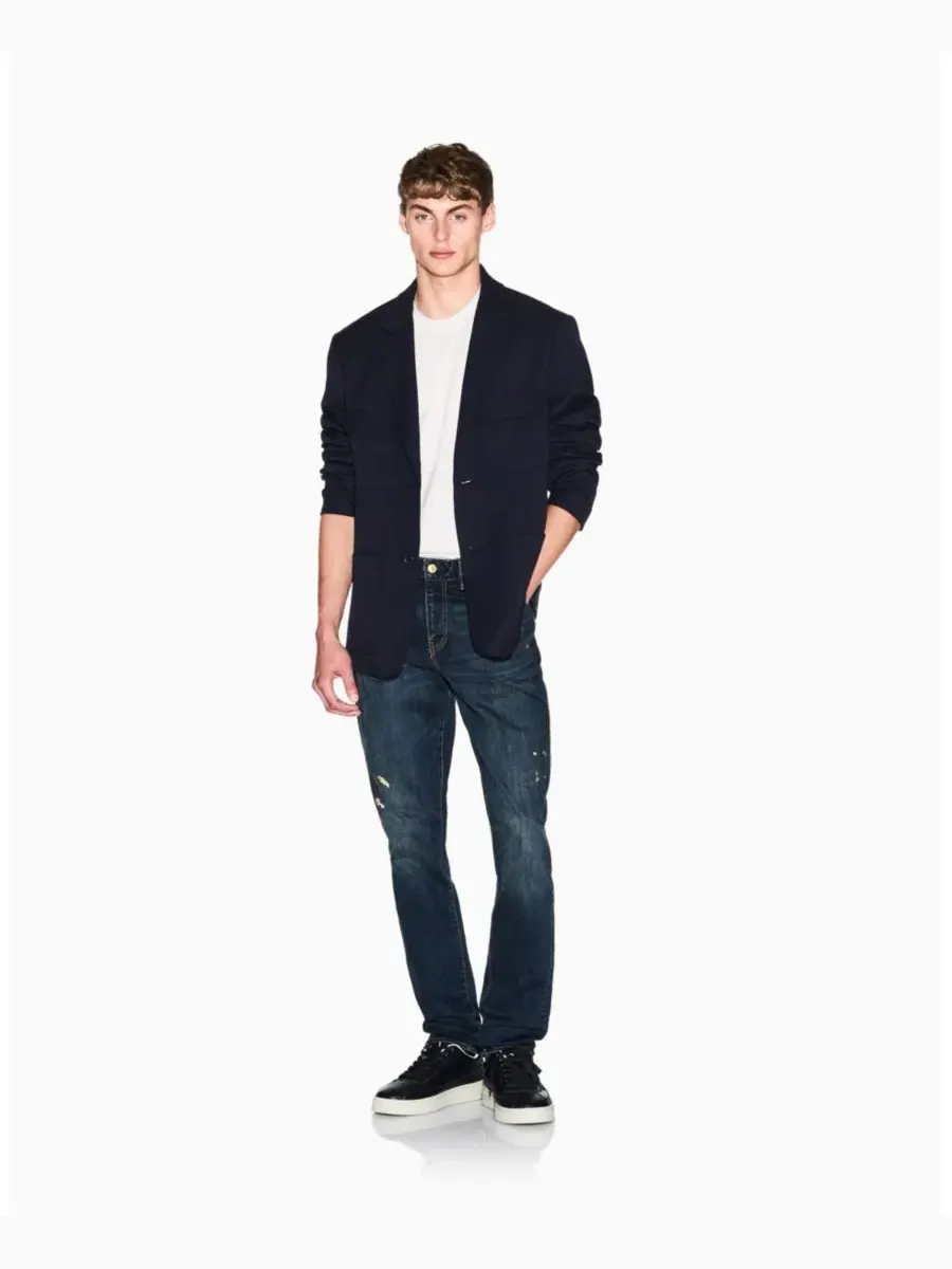 A|X Armani Exchange Мужские джинсы J14 Slim Gold Splatter — изображение 3 из 10, синий джинсовый синий
