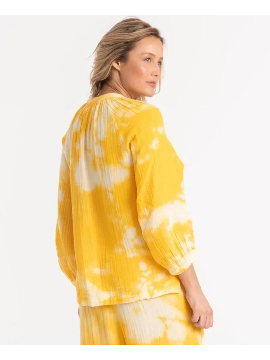 Женская блузка из хлопковой марли с V-образным вырезом Ocean+Main, Sunflower Tie Dye — изображение 8 из 8