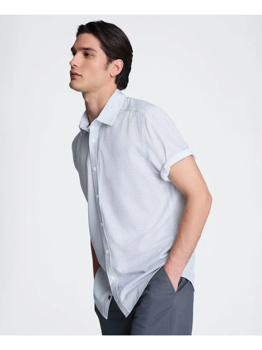 Мужская рубашка с коротким рукавом, slim-fit Kenneth Cole — изображение 3 из 6, белый