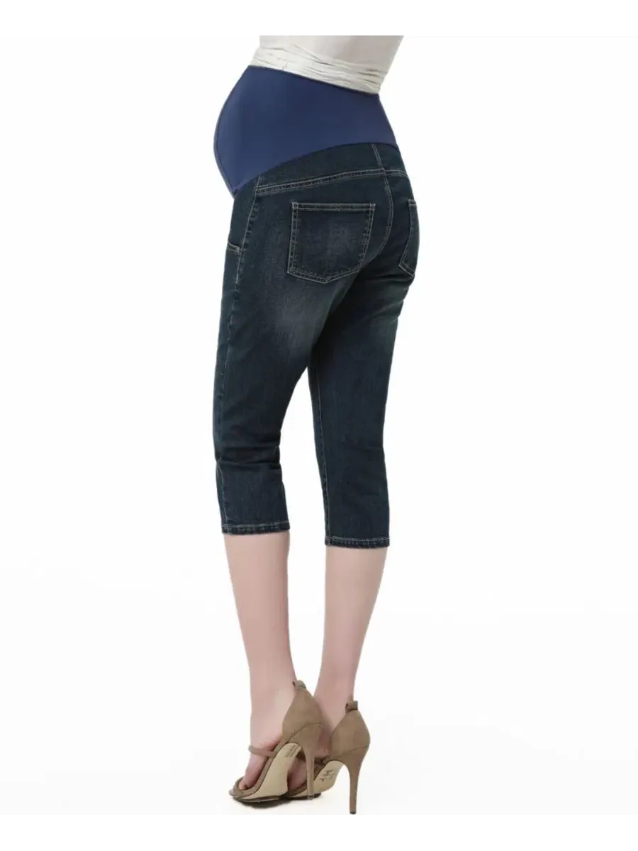 Джинсовые капри для беременных Courtney Stretch Denim Kimi + Kai — изображение 3 из 3, насыщенный индиго