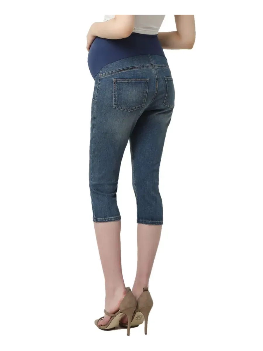 Джинсовые капри для беременных Courtney Stretch Denim Kimi + Kai — изображение 3 из 3, индиго