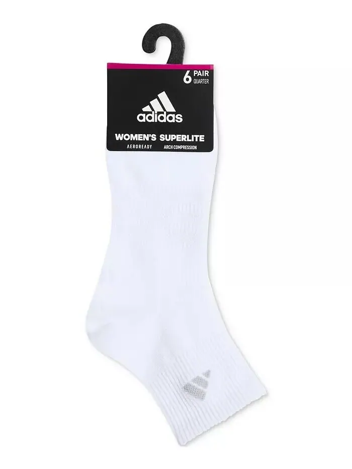 Женские носки Superlite 3.0 Quarter, 6 пар adidas — изображение 2 из 6, черный/белый