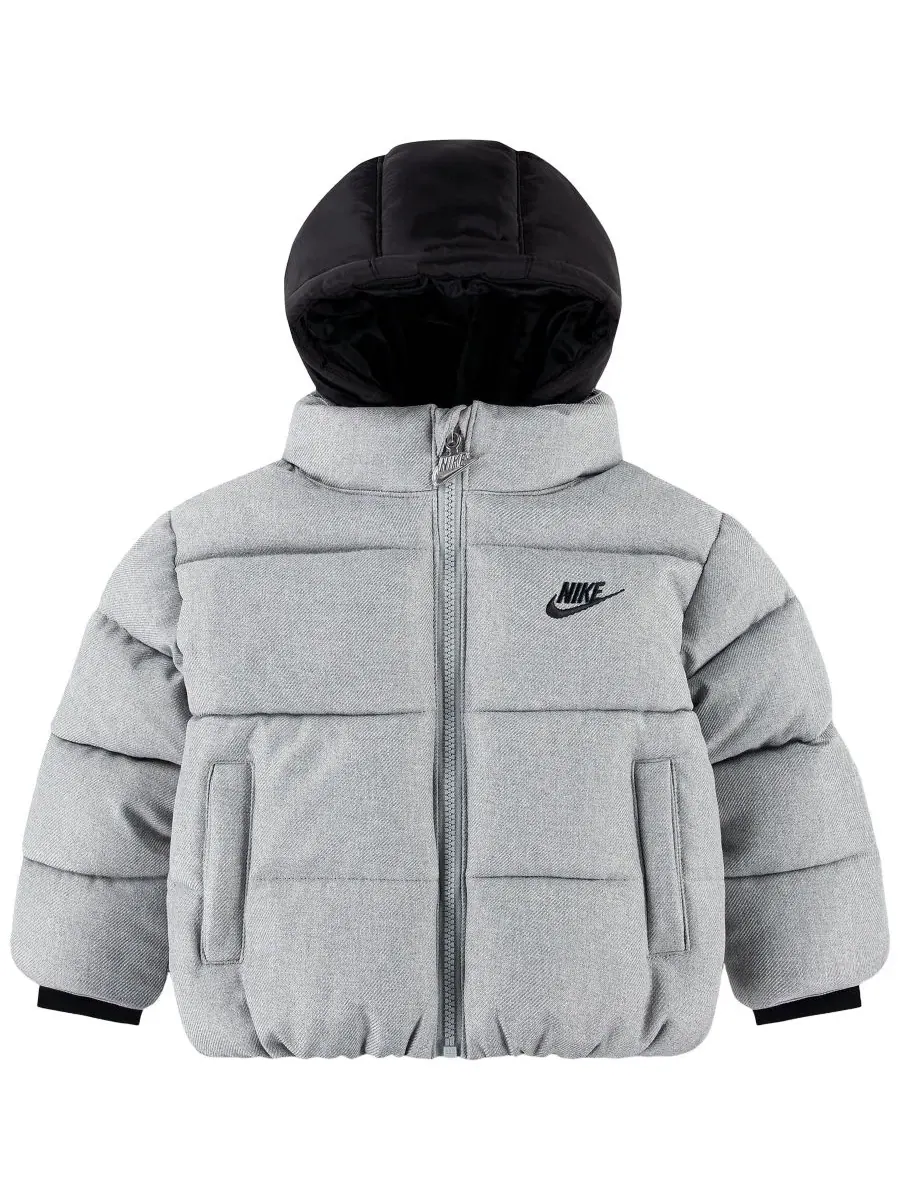 Куртка-пуховик стеганая с капюшоном Nike — изображение 1 из 3, темный серый
