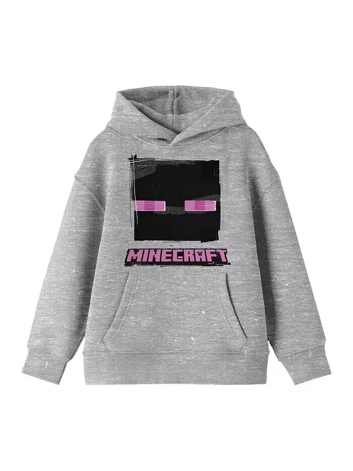 Спортивная толстовка с капюшоном Enderman Face для мальчиков с длинным рукавом, молодежная, размер — серый