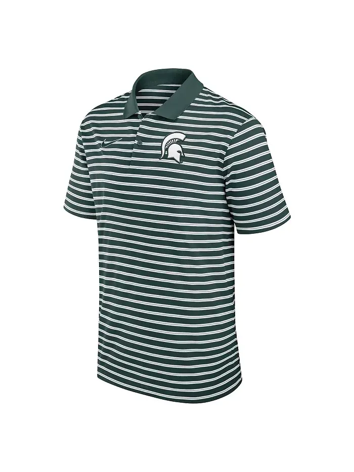 Мужская поло Michigan State Spartans Primetime Victory Striped Performance Nike — изображение 3 из 5, зеленый белый