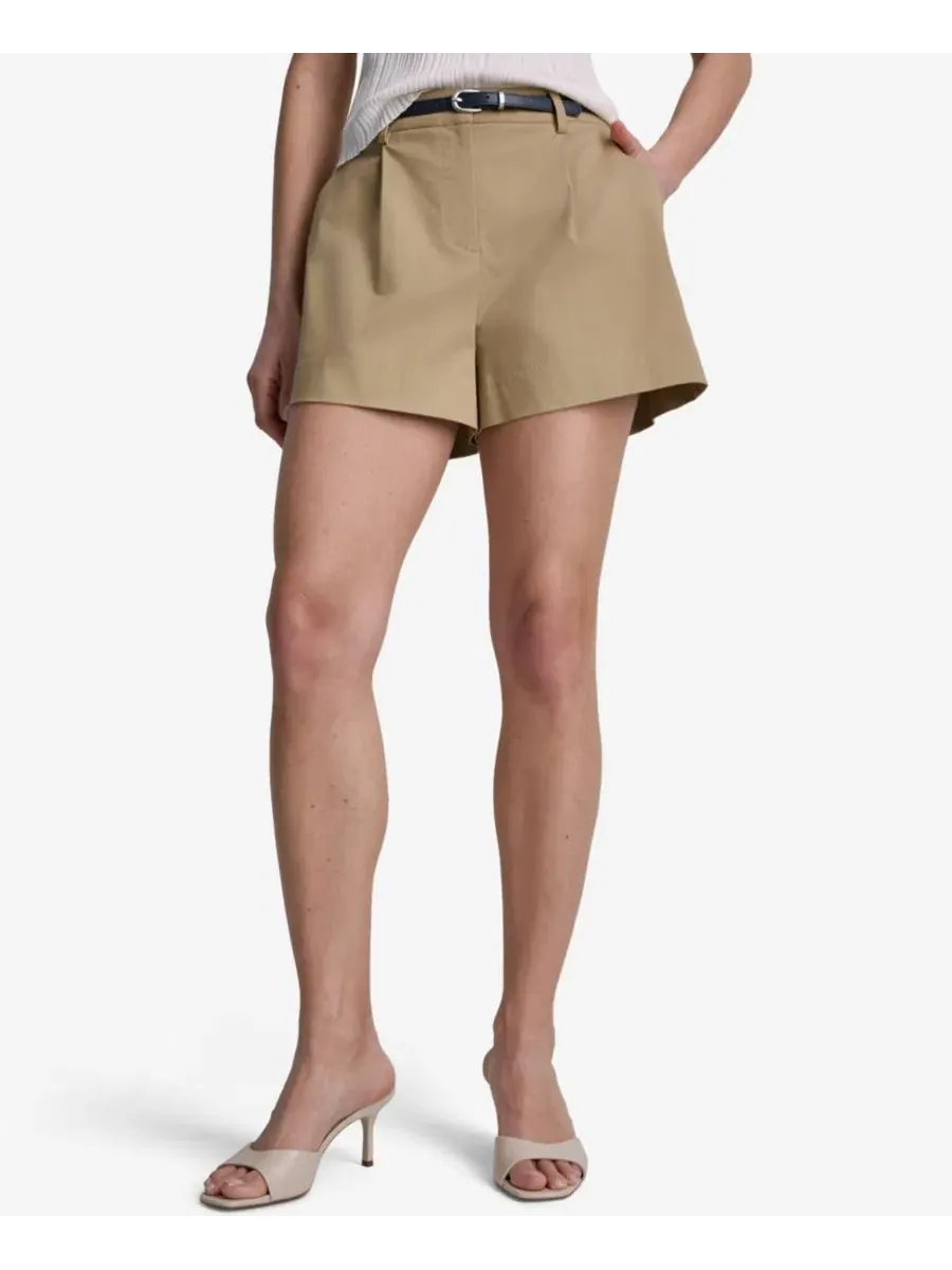Шорты женские с высокой посадкой, с поясом и защипами BCBG