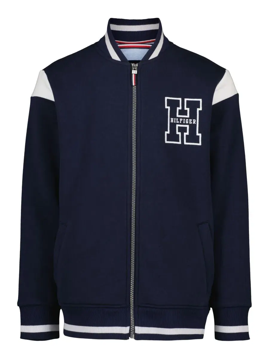 Флисовая куртка с принтом в полоску Collegiate Varsity Tommy Hilfiger — изображение 6 из 10, темно-синий