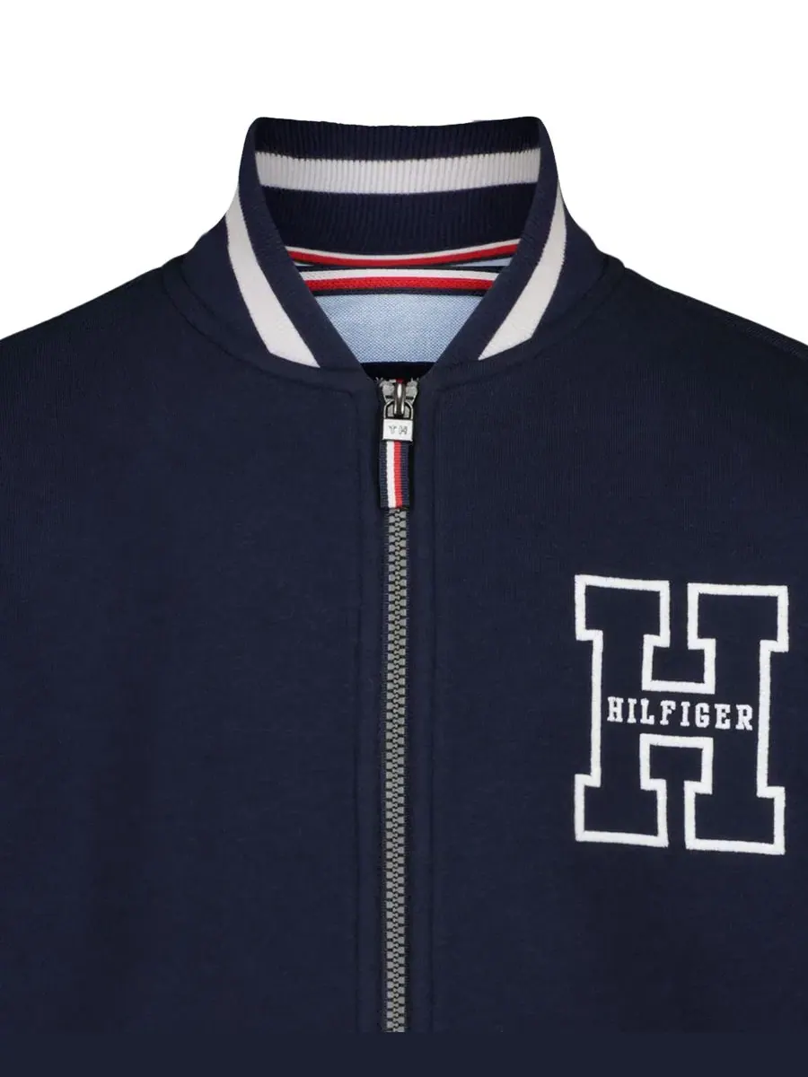 Флисовая куртка с принтом в полоску Collegiate Varsity Tommy Hilfiger — изображение 9 из 10, темно-синий