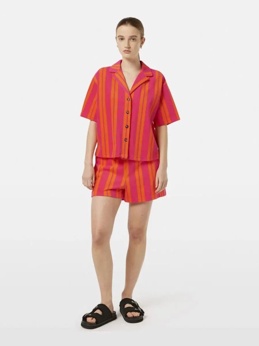 Рубашка с коротким рукавом из махровой ткани, с воротником SCOTCH & SODA — изображение 2 из 6, розовый/оранжевый