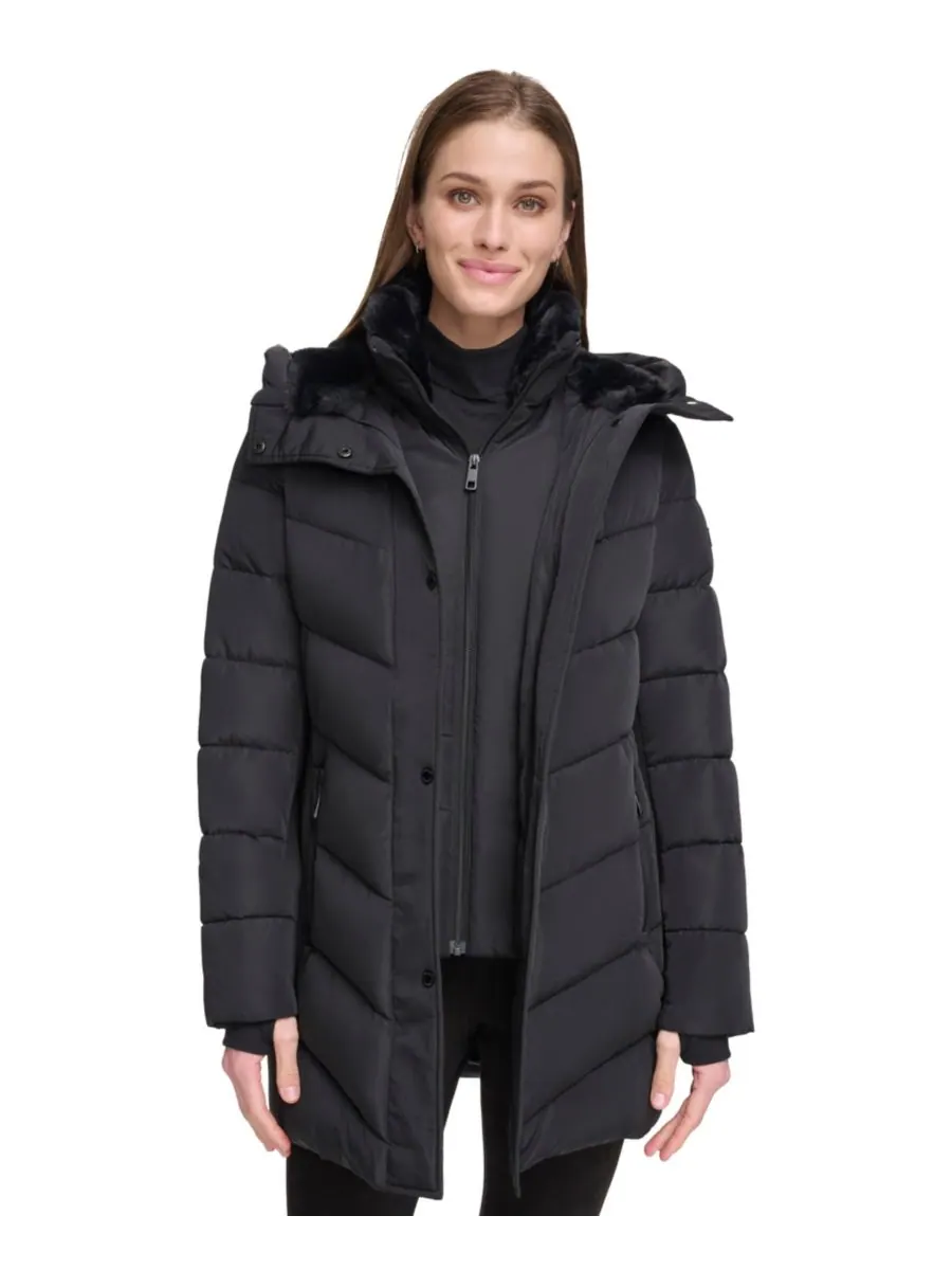 Женская пуховая куртка с капюшоном Calvin Klein — изображение 4 из 6, черный