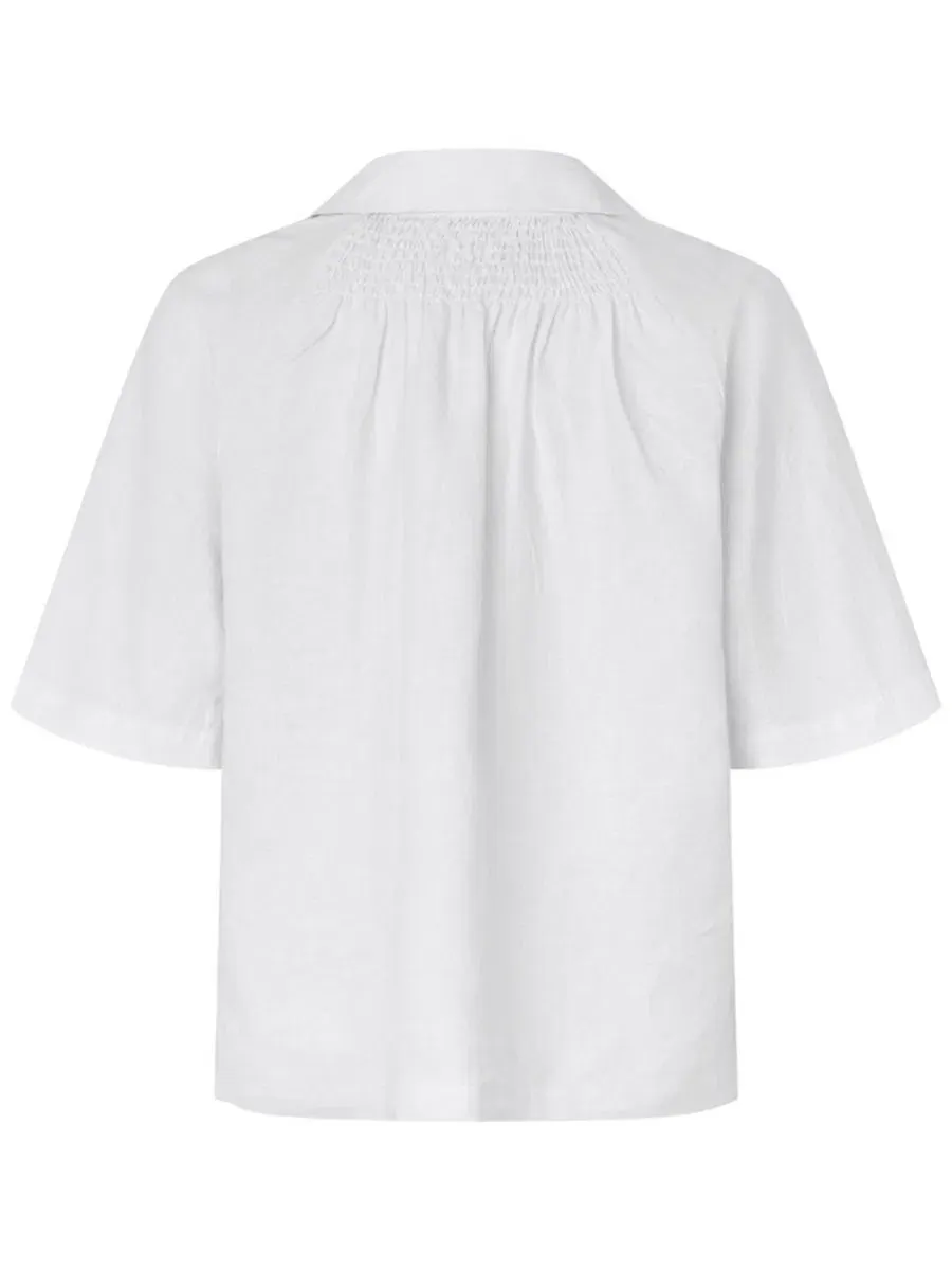 Женская рубашка из льна Mairyssa Smock Back Linen Shirt Masai Copenhagen — изображение 5 из 6, белый