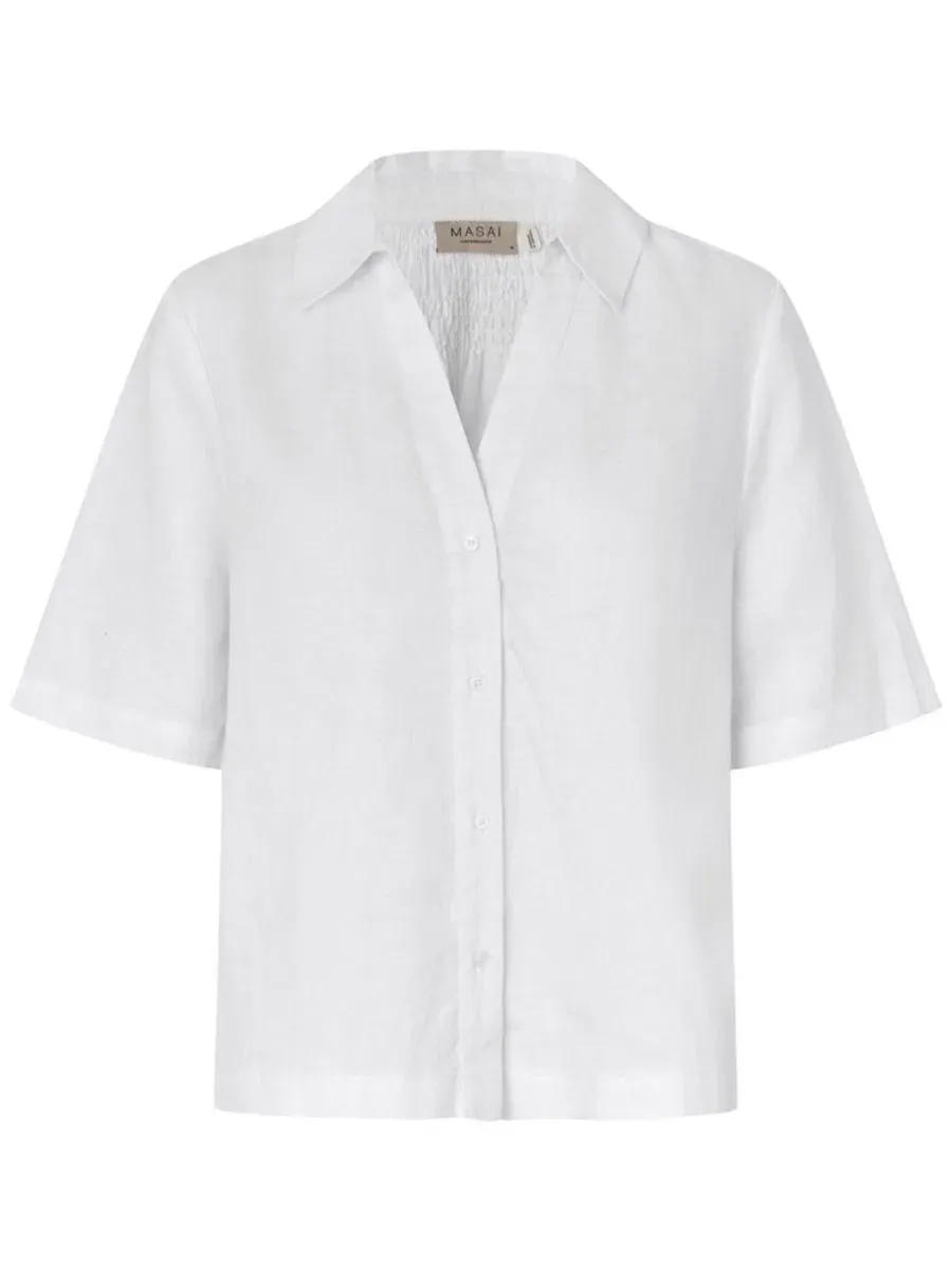 Женская рубашка из льна Mairyssa Smock Back Linen Shirt Masai Copenhagen — изображение 6 из 6, белый