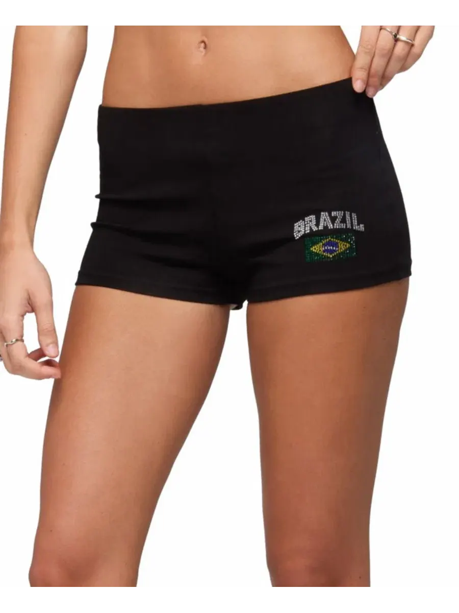 Шорты с низкой посадкой с кристаллами Brazil Edikted