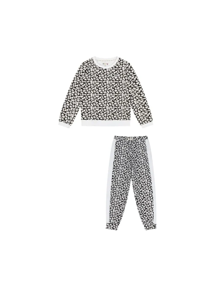 Mixed Up Clothing Детский комплект: толстовка с круглым вырезом и спортивные штаны - черно-белый — белый