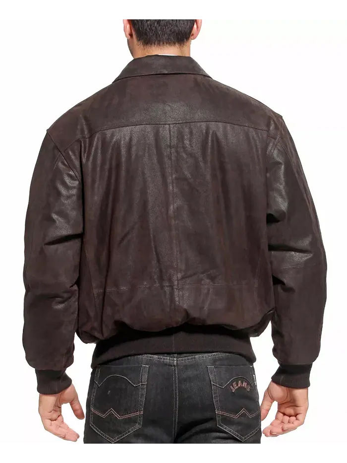 Мужская кожаная летная куртка-бомбер A-2 с эффектом потертости Landing Leathers — изображение 2 из 4, коричневый