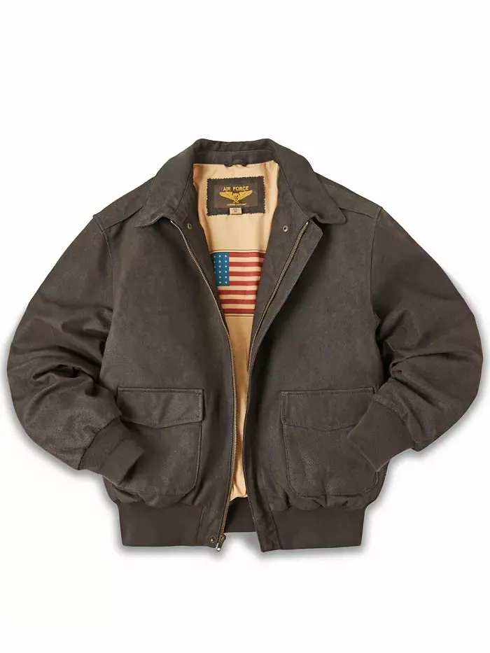 Мужская кожаная летная куртка-бомбер A-2 с эффектом потертости Landing Leathers — изображение 4 из 4, коричневый