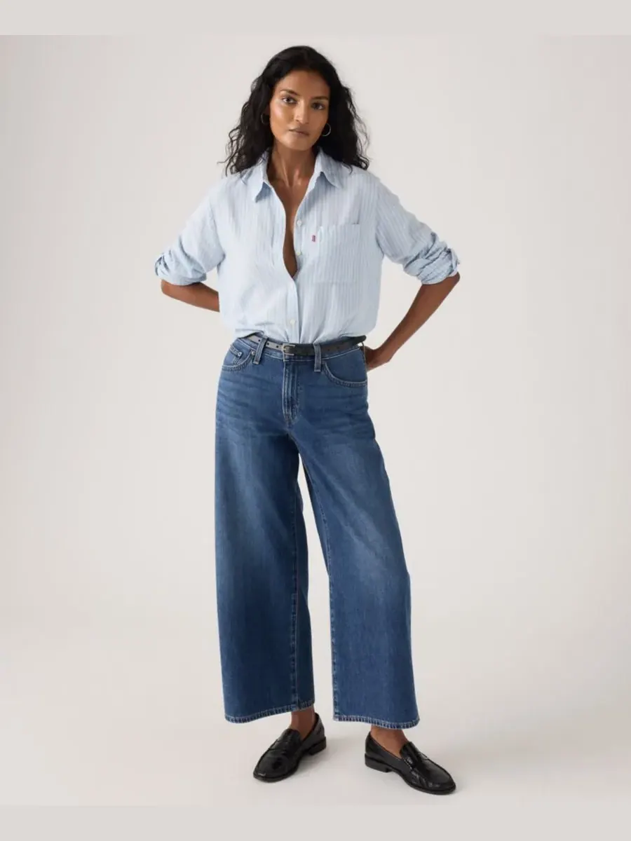 Женские джинсы средней длины с широкими штанинами до щиколотки Levi's — изображение 1 из 3, розовый