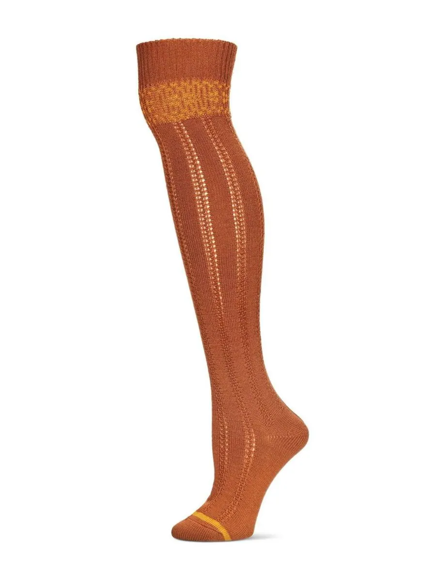 Женские теплые носки до колена из шерстяной смеси с каймой в стиле Fair Isle MeMoi, Mocha bisque