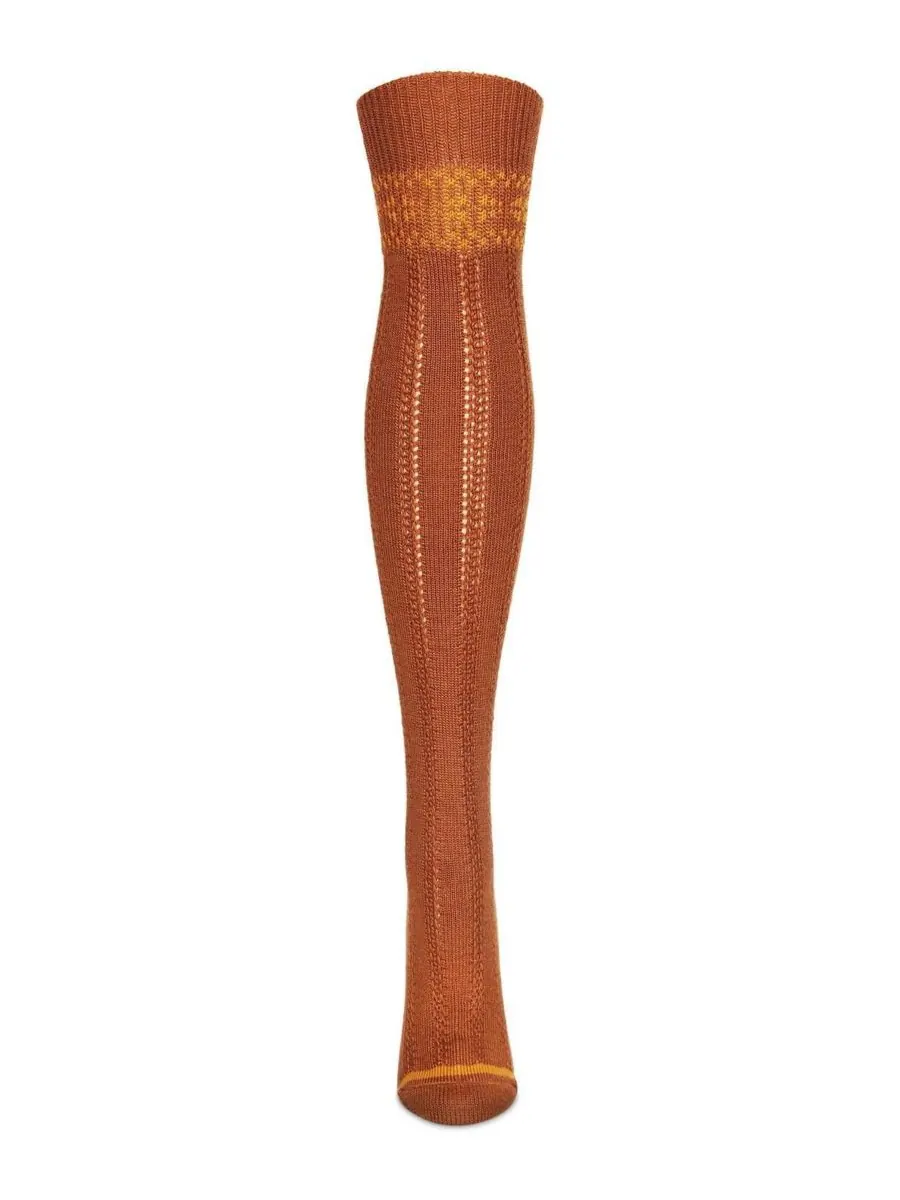 Женские теплые носки до колена из шерстяной смеси с каймой в стиле Fair Isle MeMoi, Mocha bisque — изображение 3 из 3