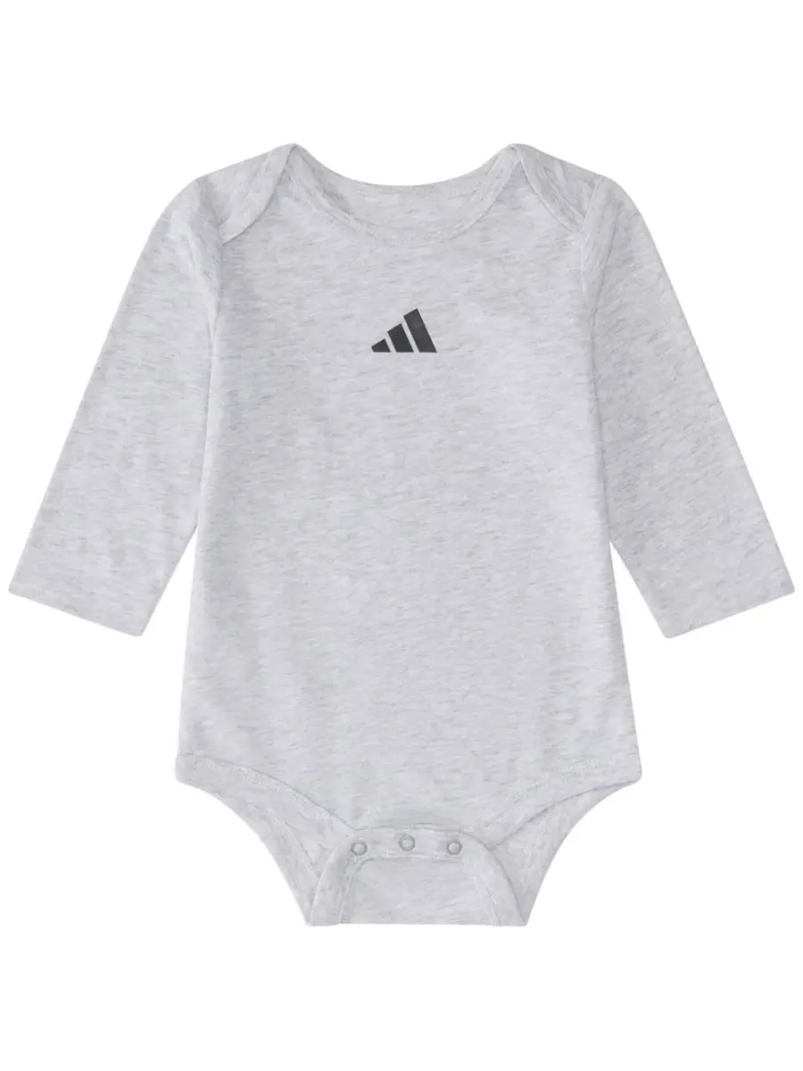 Комплект из боди с длинным рукавом и брюк adidas — изображение 3 из 4, светлый серый