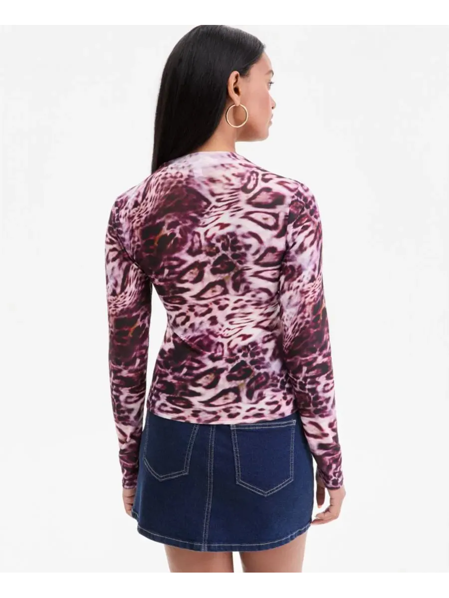Топ с имитацией шеи и длинным рукавом Bar III, Leopard Swirl — изображение 4 из 4