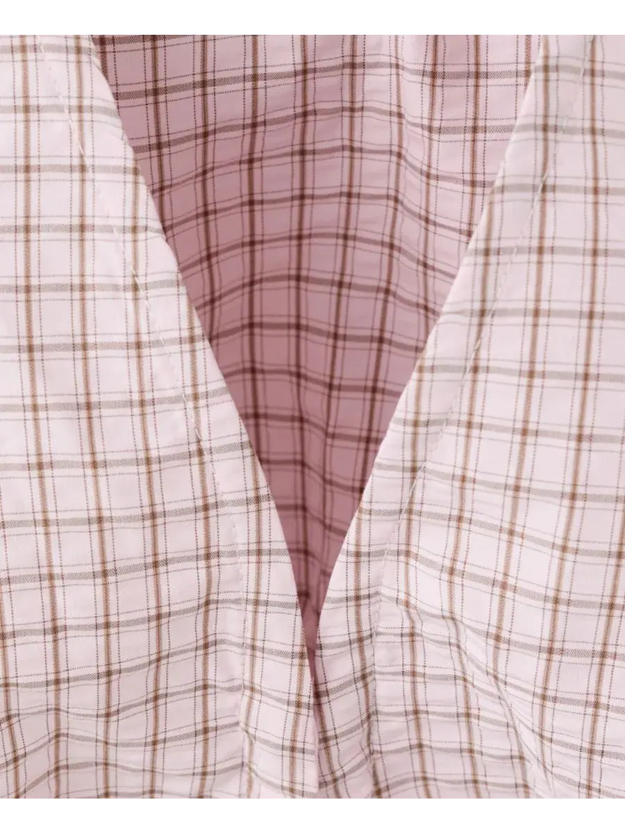 Блузка без рукавов с V-образным вырезом, модель Checkered MANGO — изображение 6 из 7, розовый