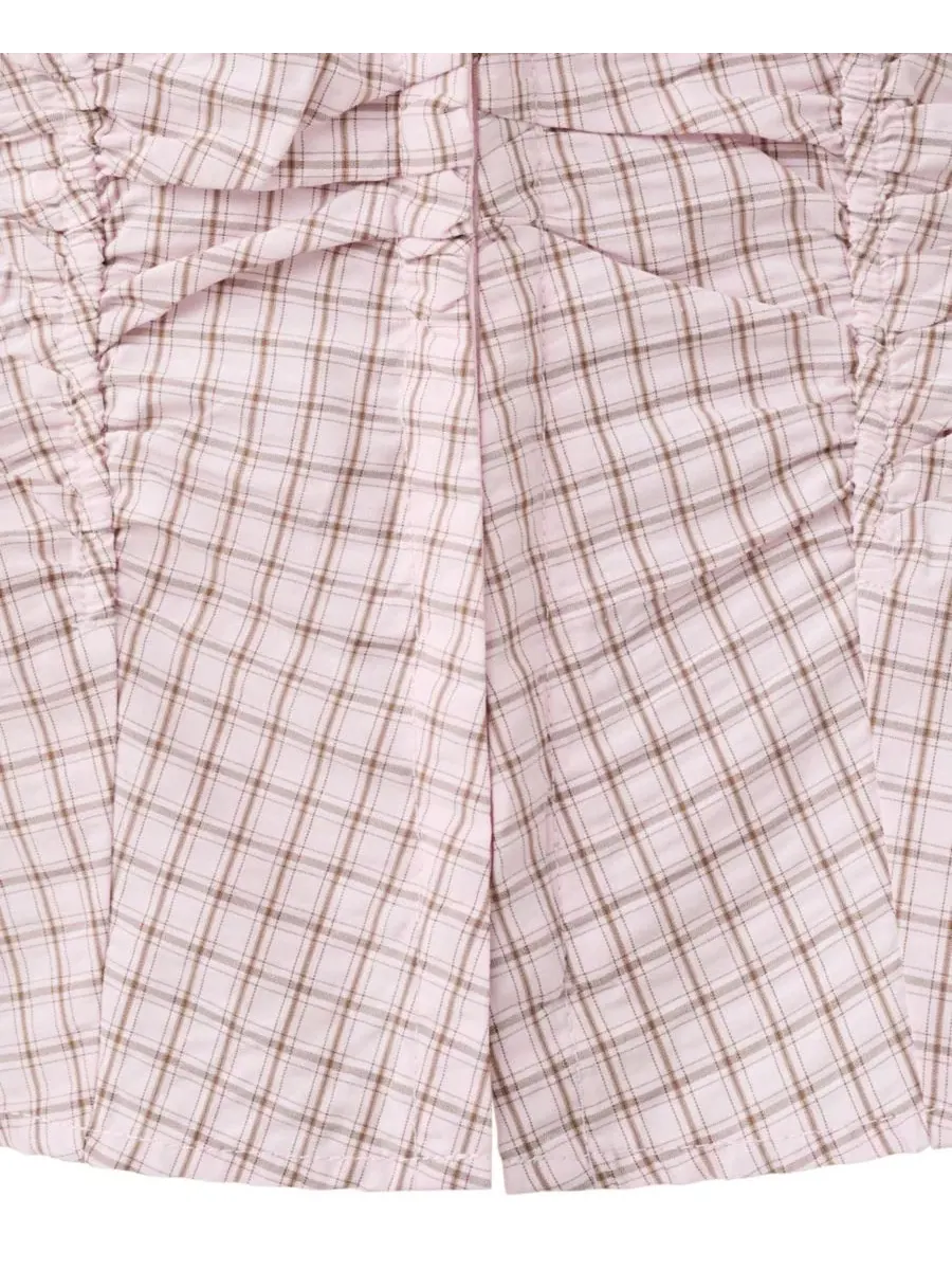 Блузка без рукавов с V-образным вырезом, модель Checkered MANGO — изображение 7 из 7, розовый