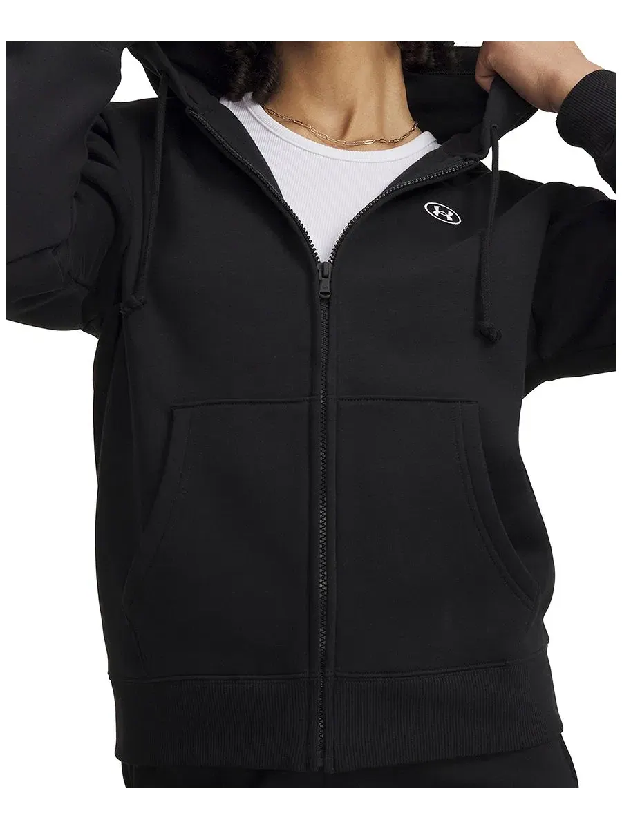 Женская куртка из флиса с капюшоном Rival Fleece Full-Zip Jacket Under Armour — изображение 2 из 4, черный