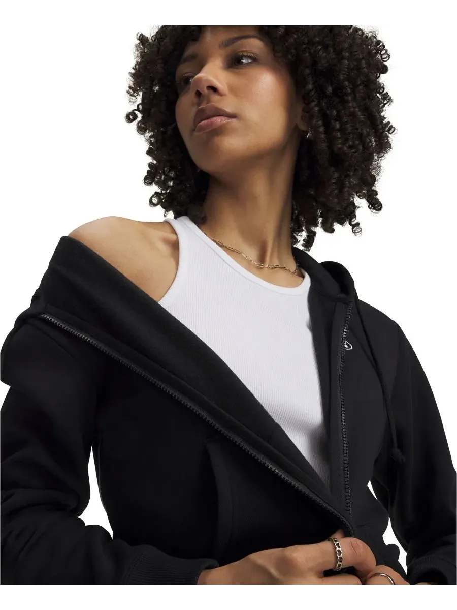 Женская куртка из флиса с капюшоном Rival Fleece Full-Zip Jacket Under Armour — изображение 3 из 4, черный