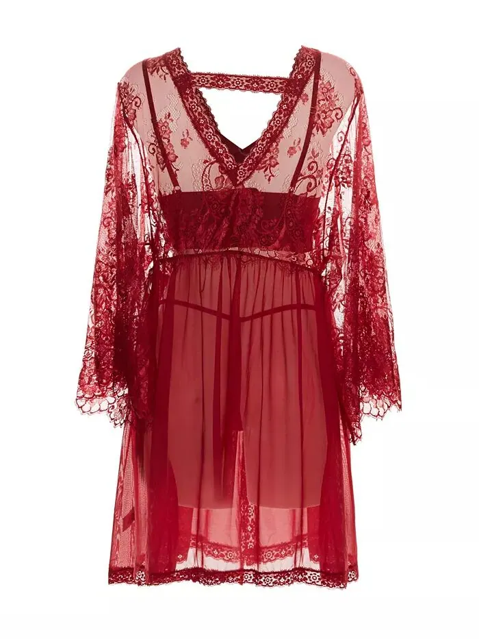 Женский комплект нижнего белья Celine Lace из 3 предметов MeMoi — изображение 3 из 6, красный