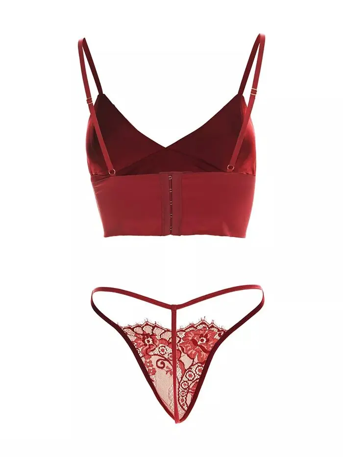 Женский комплект нижнего белья Celine Lace из 3 предметов MeMoi — изображение 4 из 6, красный